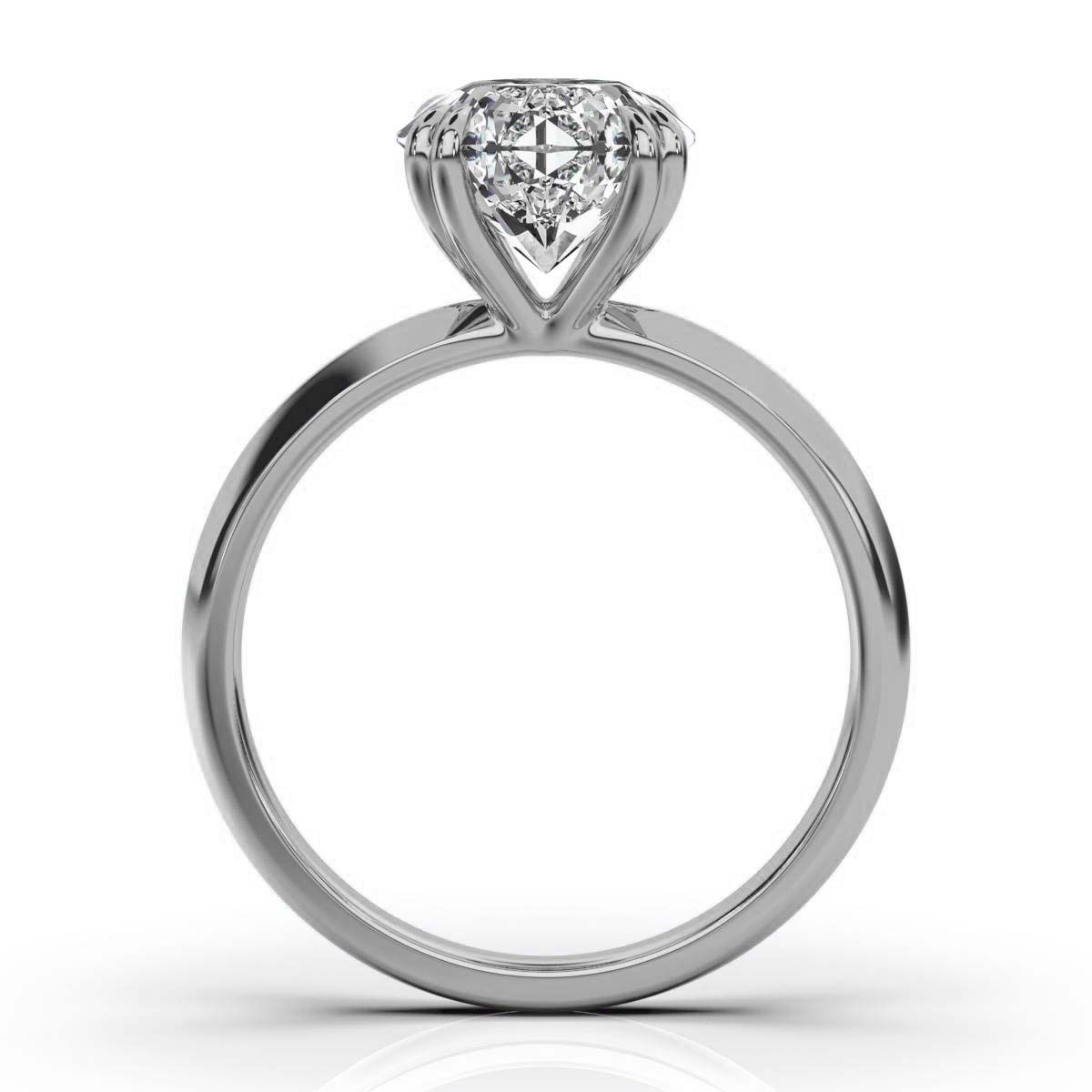 14K White Gold Beccey 1.7 MM Wide Solitaire Ring 