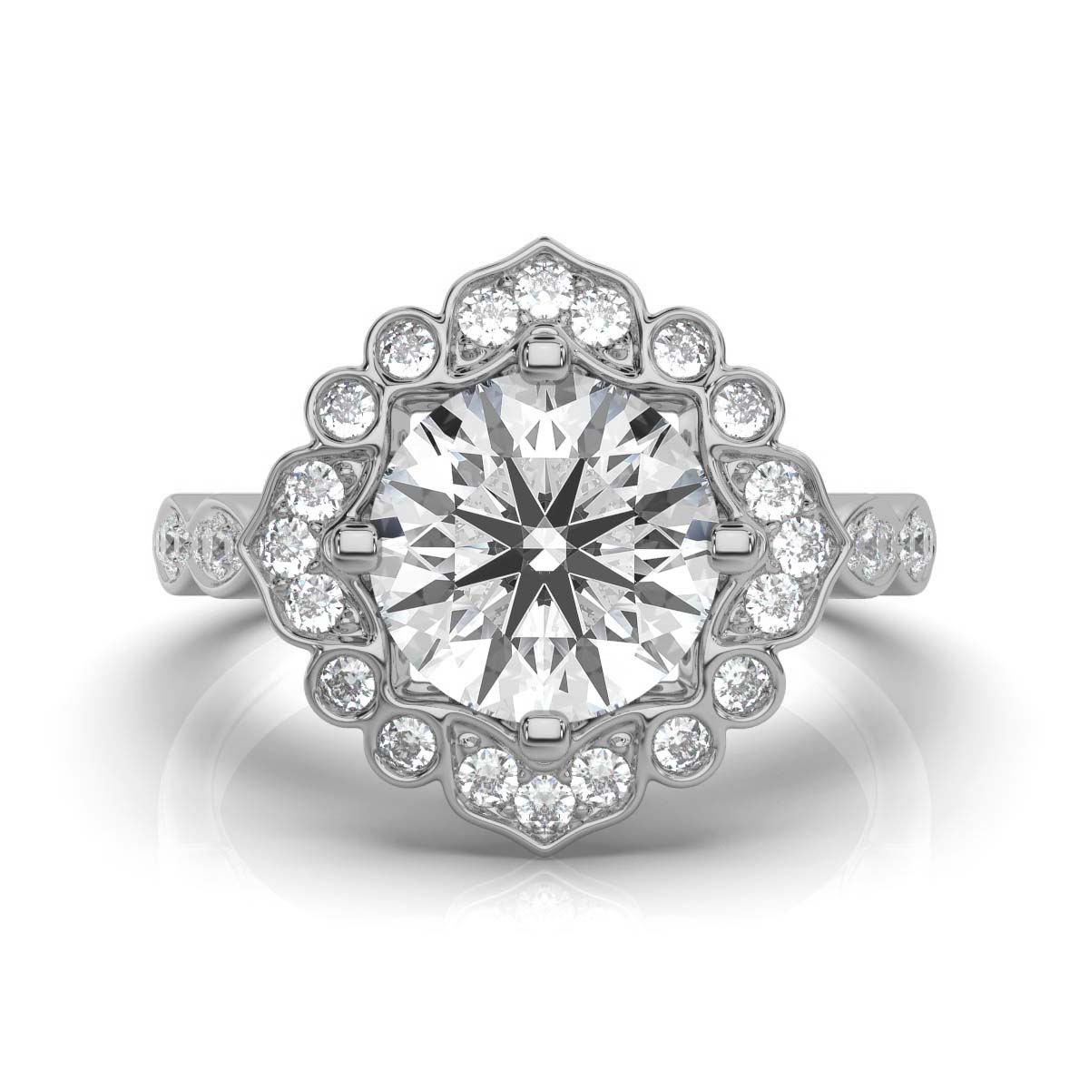 14K White Gold Azalea Nature Inspired Lab Grown Diamond Engagement Ring (1/3 ct. tw)