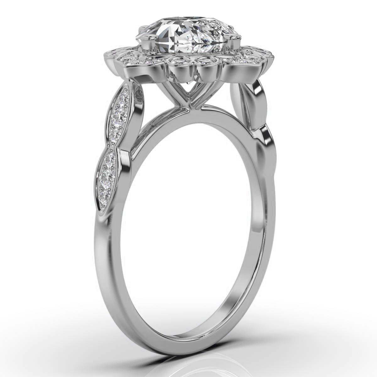 14K White Gold Azalea Nature Inspired Lab Grown Diamond Engagement Ring (1/3 ct. tw)