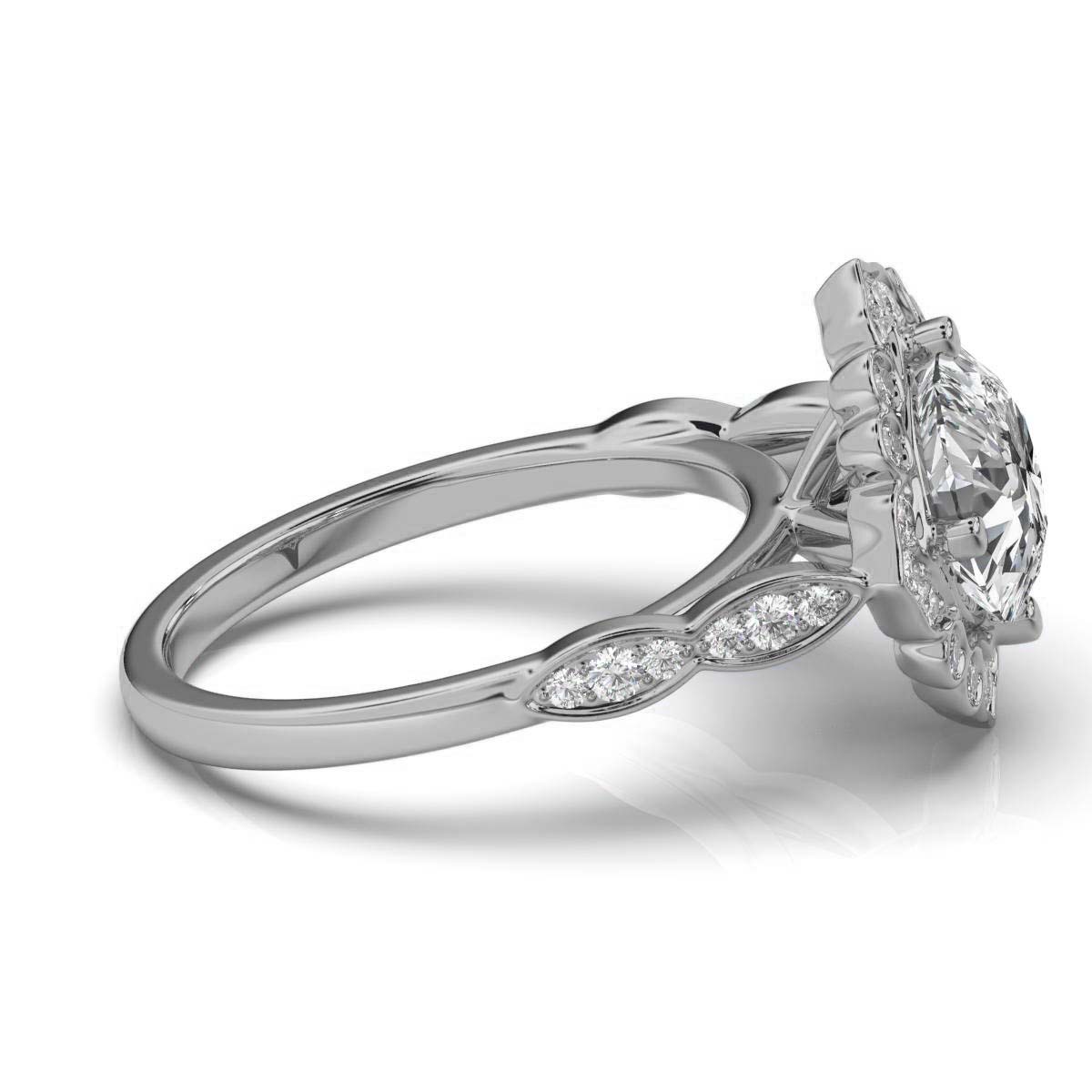 14K White Gold Azalea Nature Inspired Lab Grown Diamond Engagement Ring (1/3 ct. tw)