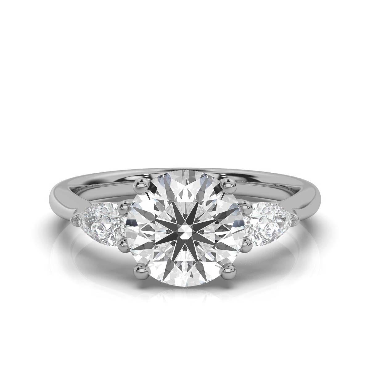14K White Gold Blossom Three Stone Pear Lab Grown Diamond Ring (2/5 ct. tw)