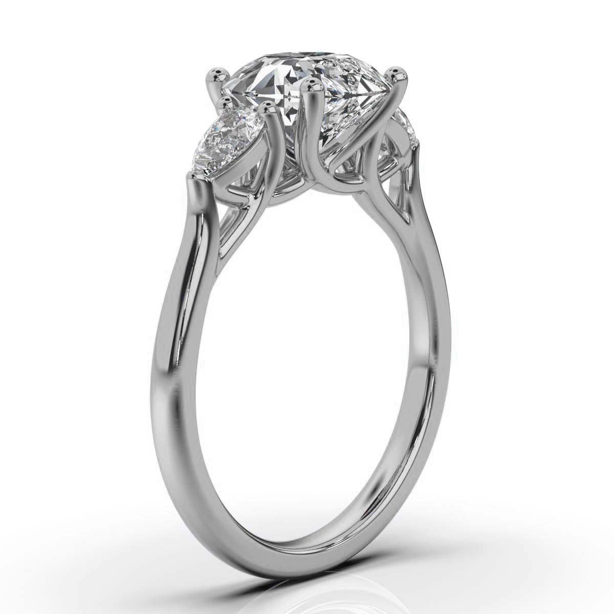 14K White Gold Blossom Three Stone Pear Lab Grown Diamond Ring (2/5 ct. tw)