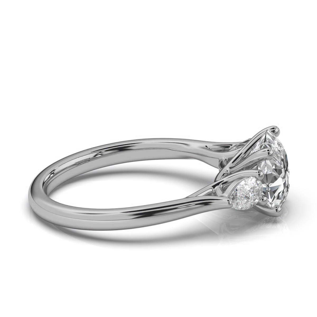 14K White Gold Blossom Three Stone Pear Lab Grown Diamond Ring (2/5 ct. tw)