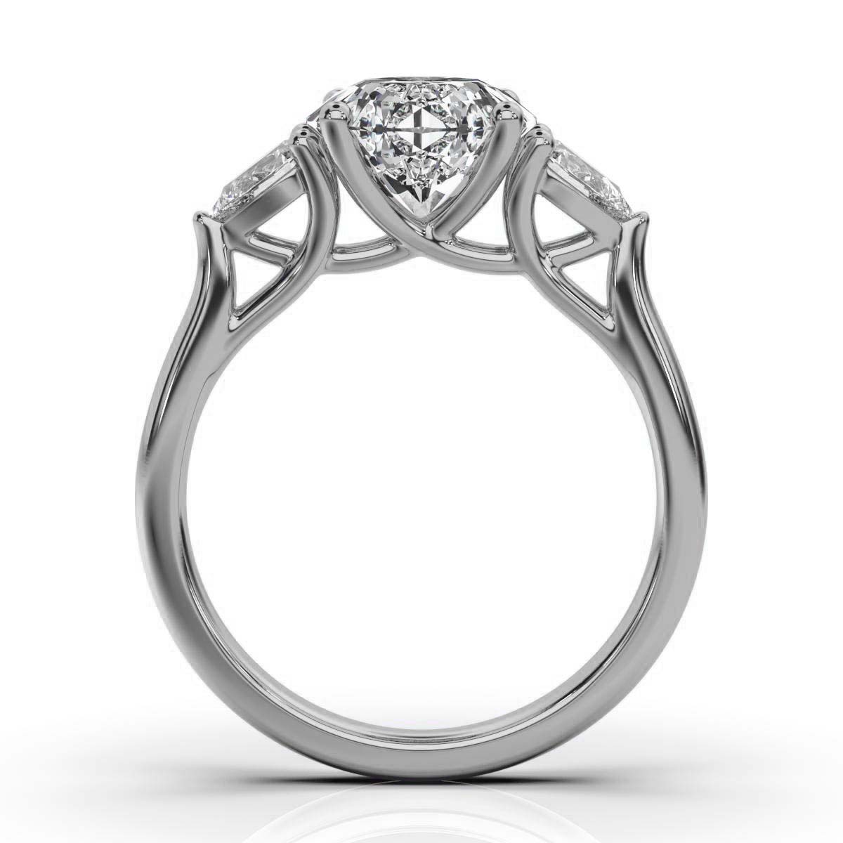 14K White Gold Blossom Three Stone Pear Lab Grown Diamond Ring (2/5 ct. tw)