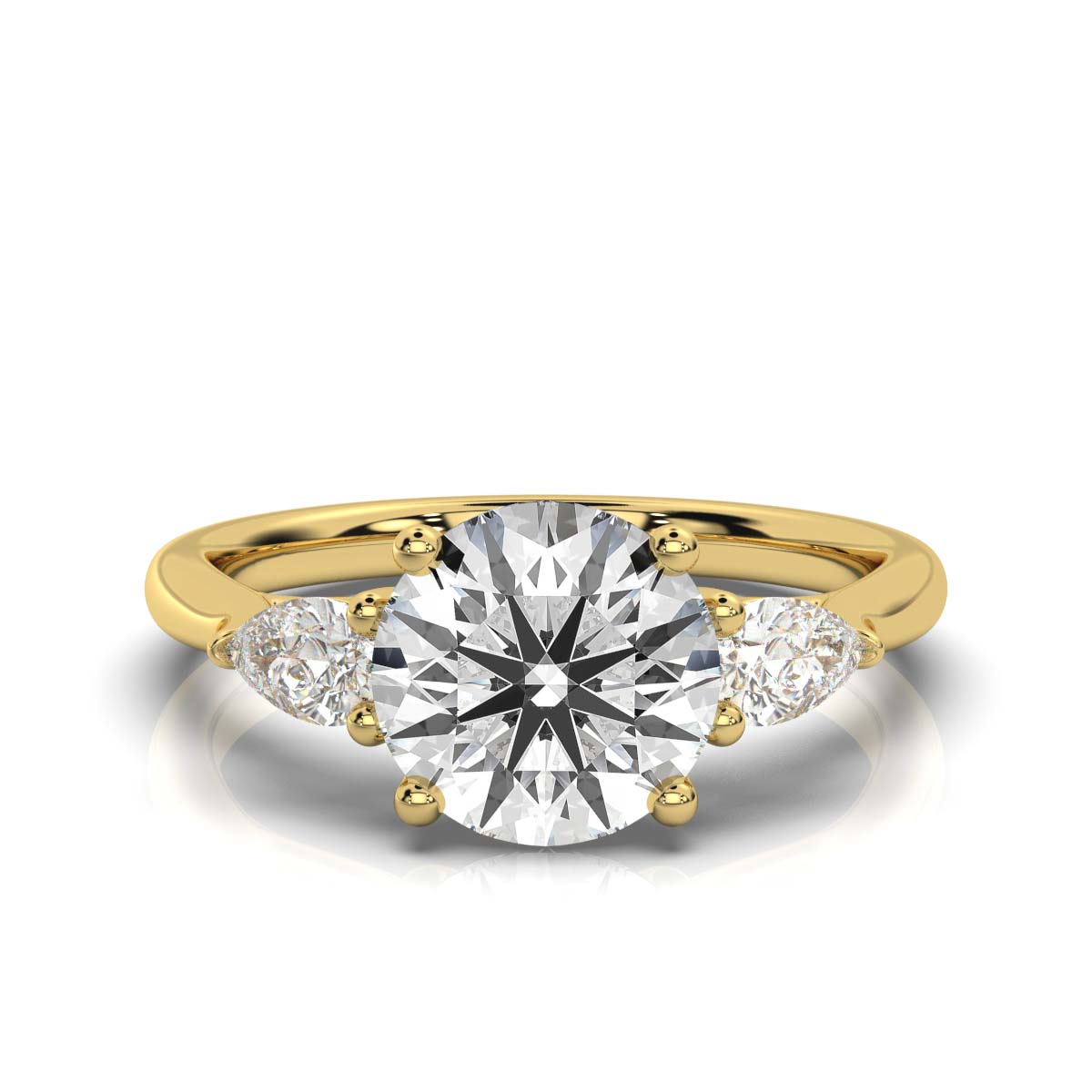 18K Yellow Gold Blossom Three Stone Pear Lab Grown Diamond Ring (2/5 ct. tw)