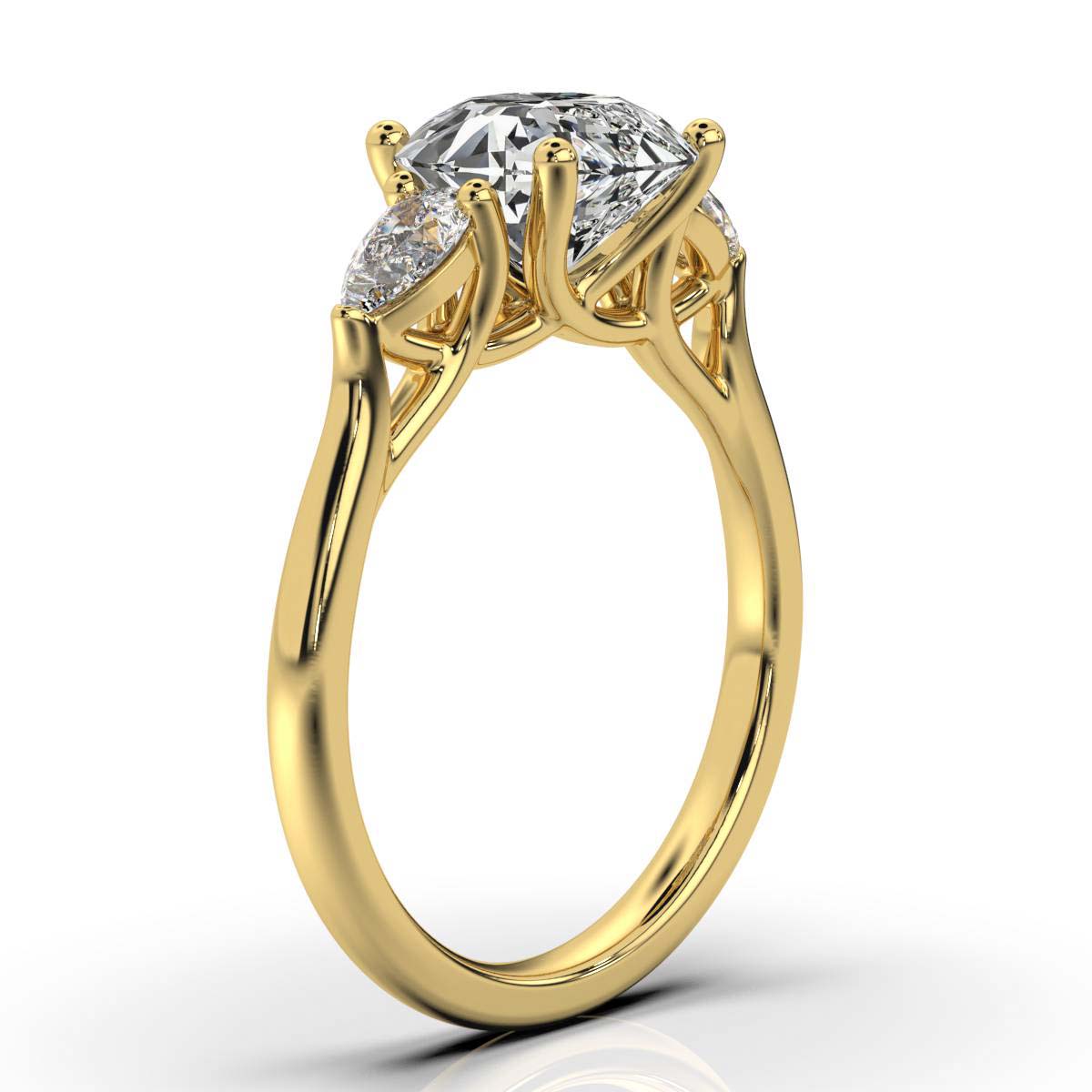 18K Yellow Gold Blossom Three Stone Pear Lab Grown Diamond Ring (2/5 ct. tw)