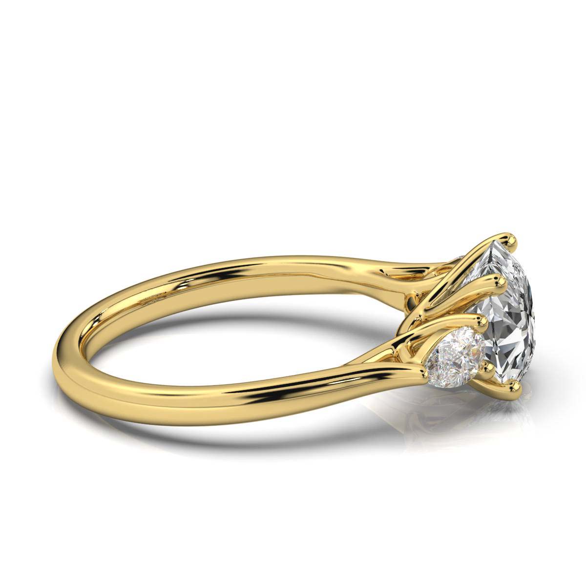 18K Yellow Gold Blossom Three Stone Pear Lab Grown Diamond Ring (2/5 ct. tw)