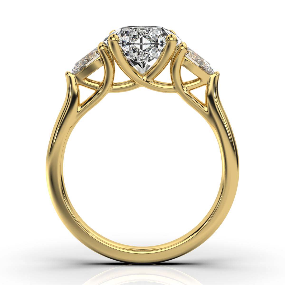 18K Yellow Gold Blossom Three Stone Pear Lab Grown Diamond Ring (2/5 ct. tw)