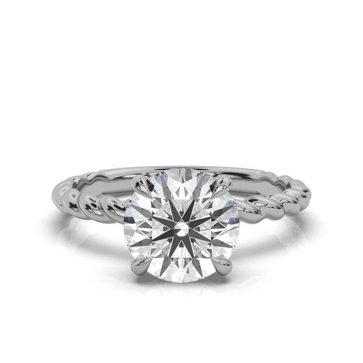 14K White Gold Paisley Solitaire Engagement Ring 