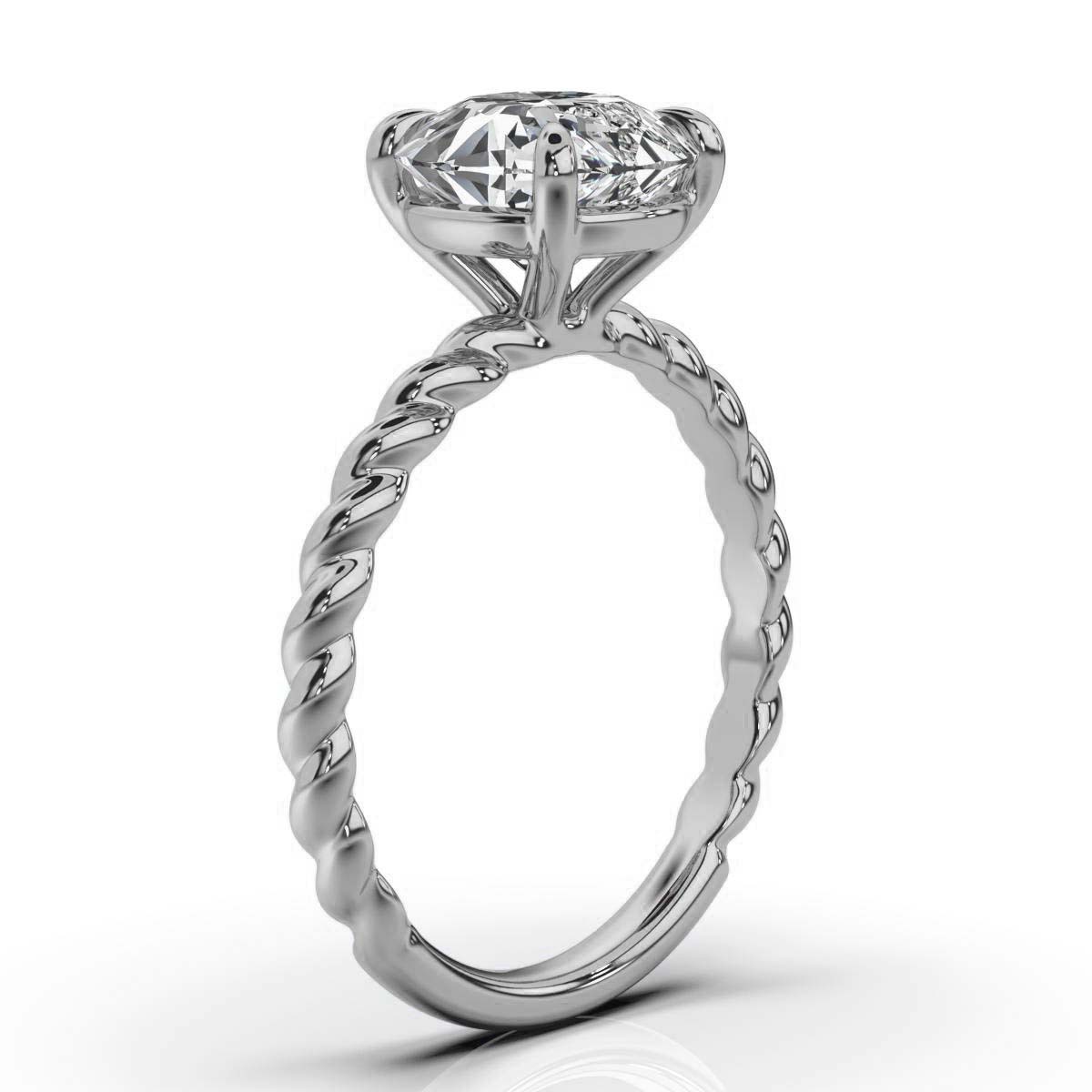 14K White Gold Paisley Solitaire Engagement Ring 