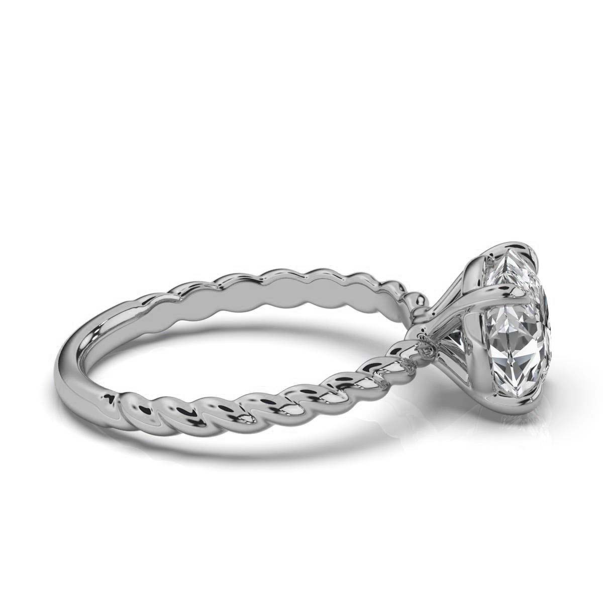 14K White Gold Paisley Solitaire Engagement Ring 
