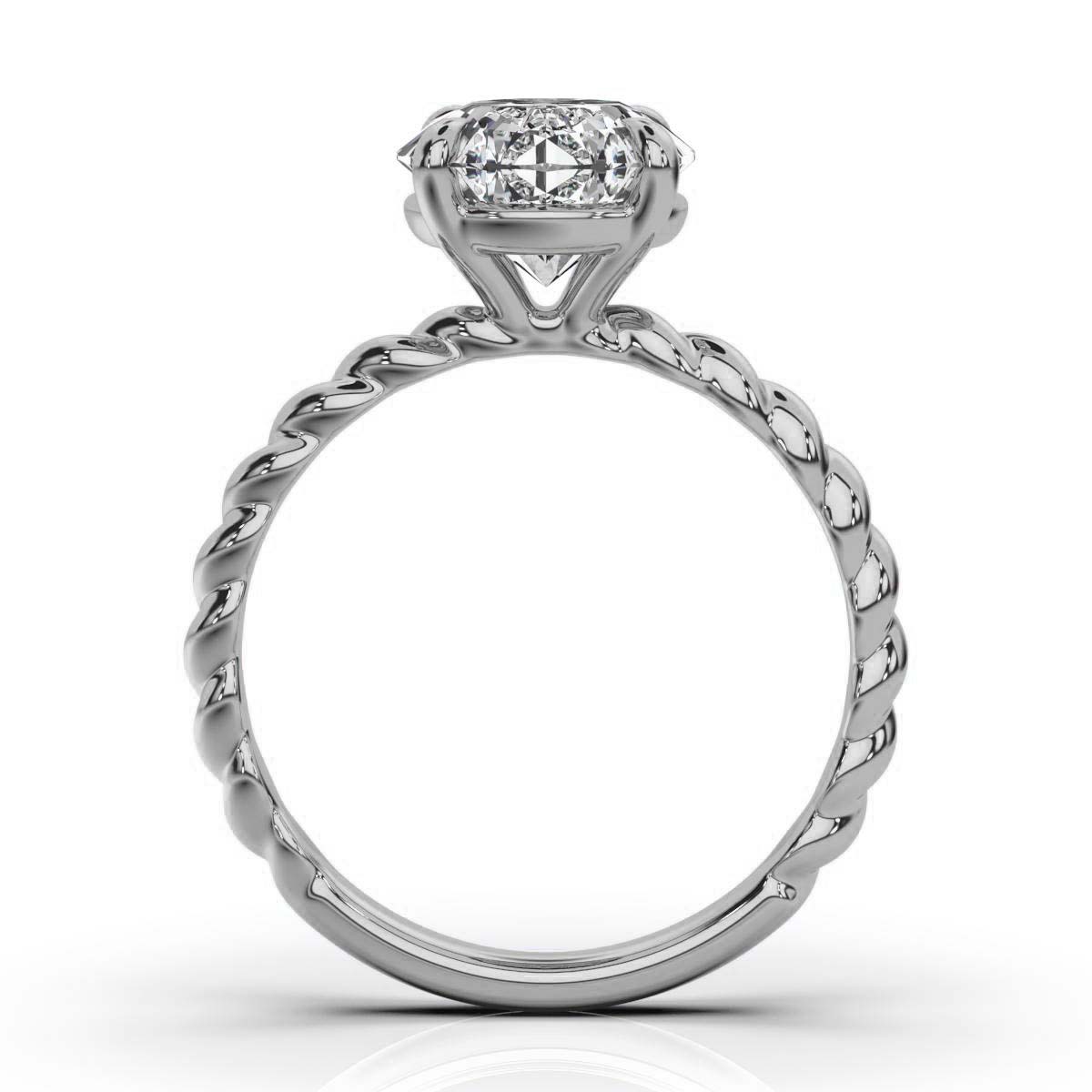 14K White Gold Paisley Solitaire Engagement Ring 