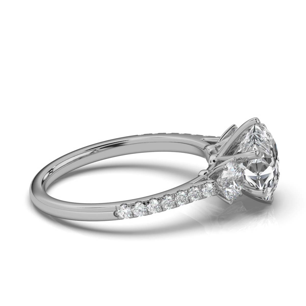 14K White Gold Tiama Three Stone Round Lab Grown Diamond Ring (2/3 ct. tw)