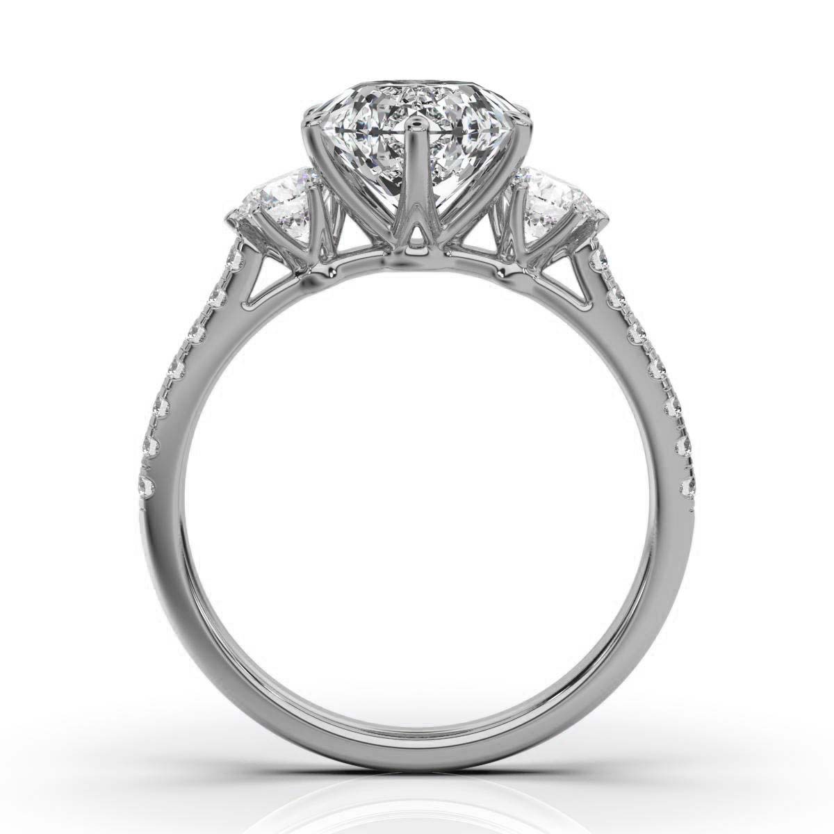 14K White Gold Tiama Three Stone Round Lab Grown Diamond Ring (2/3 ct. tw)