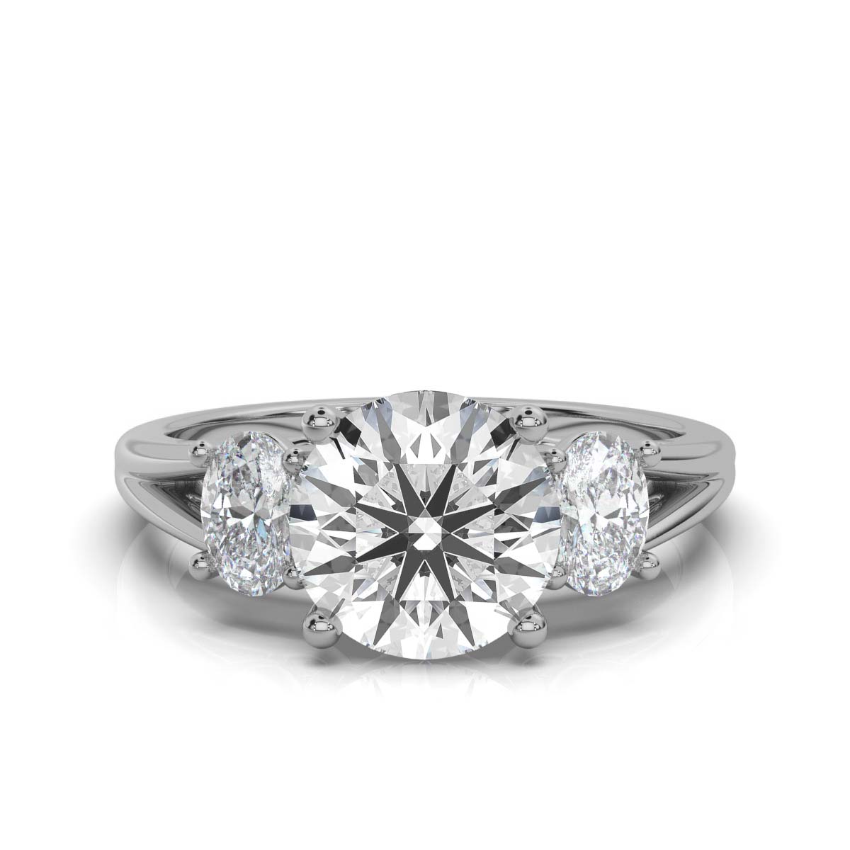14K White Gold Lariza Three Stone Oval Lab Grown Diamond Ring (1/2 ct. tw)