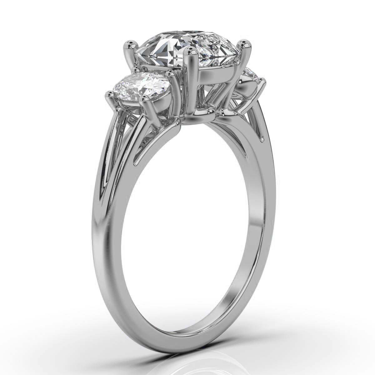 14K White Gold Lariza Three Stone Oval Lab Grown Diamond Ring (1/2 ct. tw)
