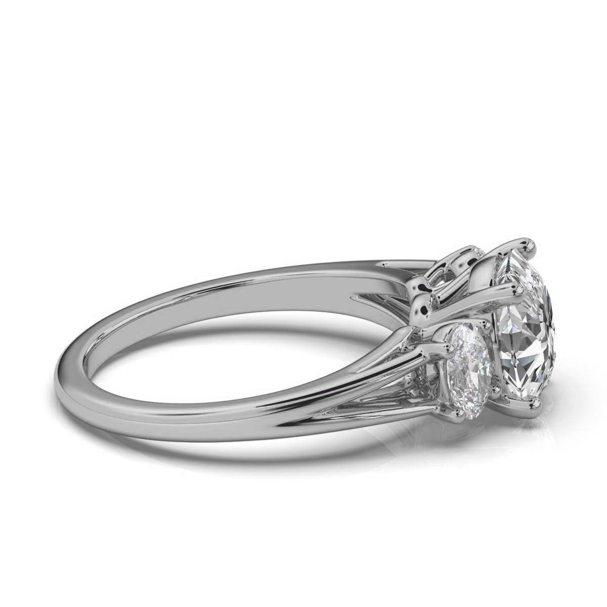 14K White Gold Lariza Three Stone Oval Lab Grown Diamond Ring (1/2 ct. tw)