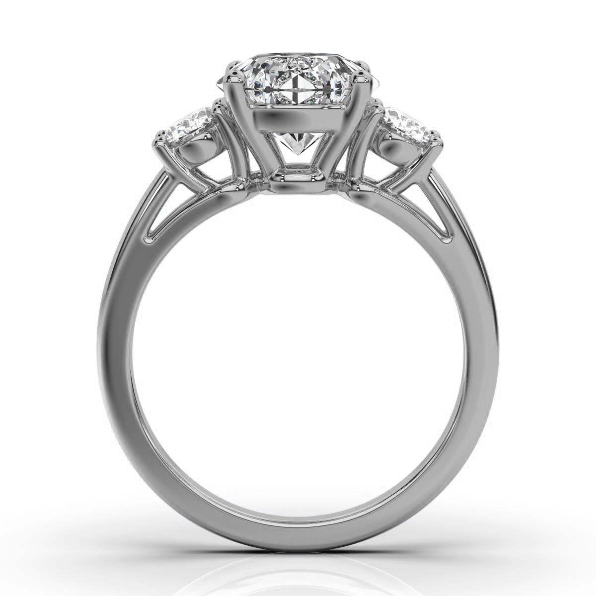 14K White Gold Lariza Three Stone Oval Lab Grown Diamond Ring (1/2 ct. tw)