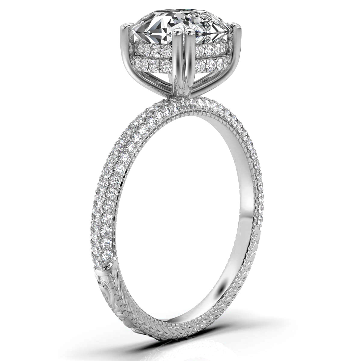 14K White Gold Cassandra Hidden Accents Lab Grown Diamond Ring (2/3 ct. tw)