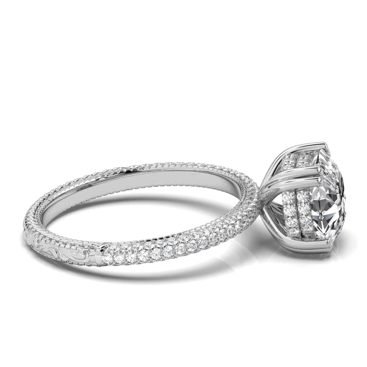 14K White Gold Cassandra Hidden Accents Lab Grown Diamond Ring (2/3 ct. tw)