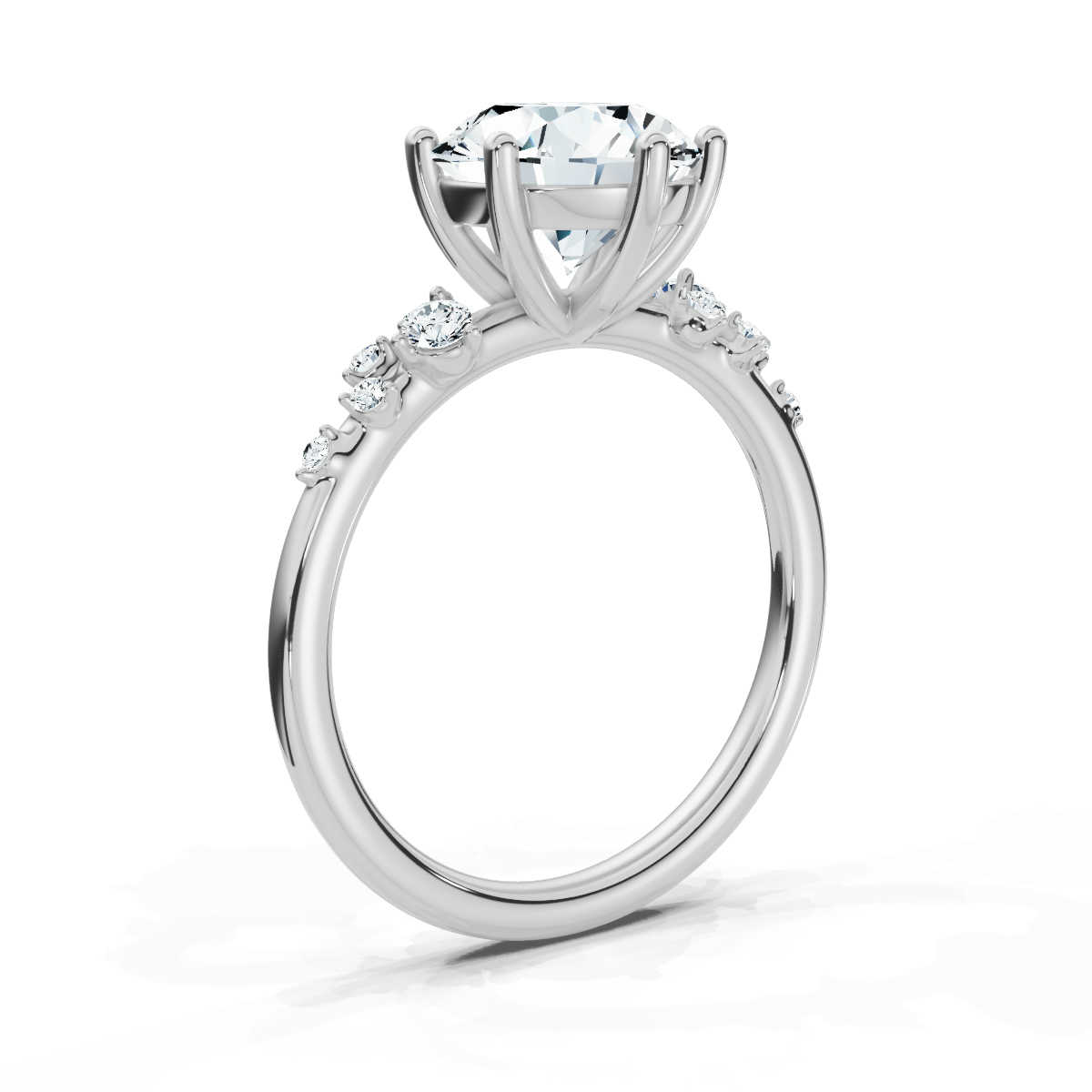 14K White Gold Geneviève Accents Lab Grown Diamond Ring (1/6 ct. tw)