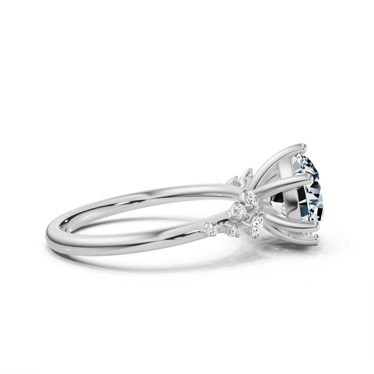 14K White Gold Geneviève Accents Lab Grown Diamond Ring (1/6 ct. tw)
