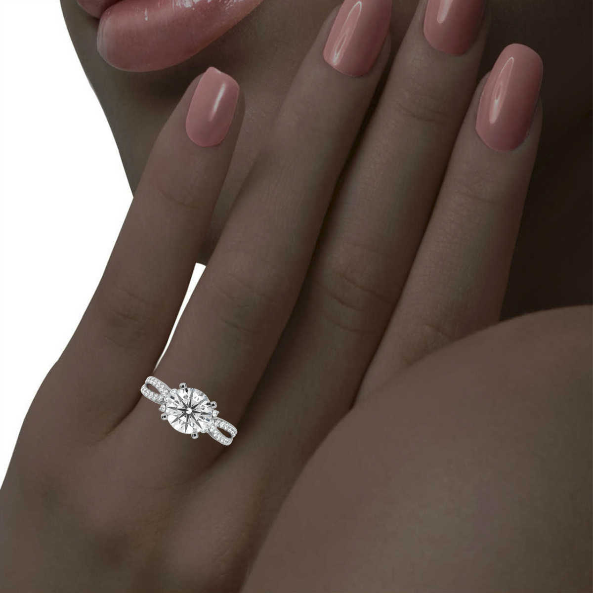 14K White Gold Mariposa Split Shank Lab Grown Diamond Ring (1/2 ct. tw)
