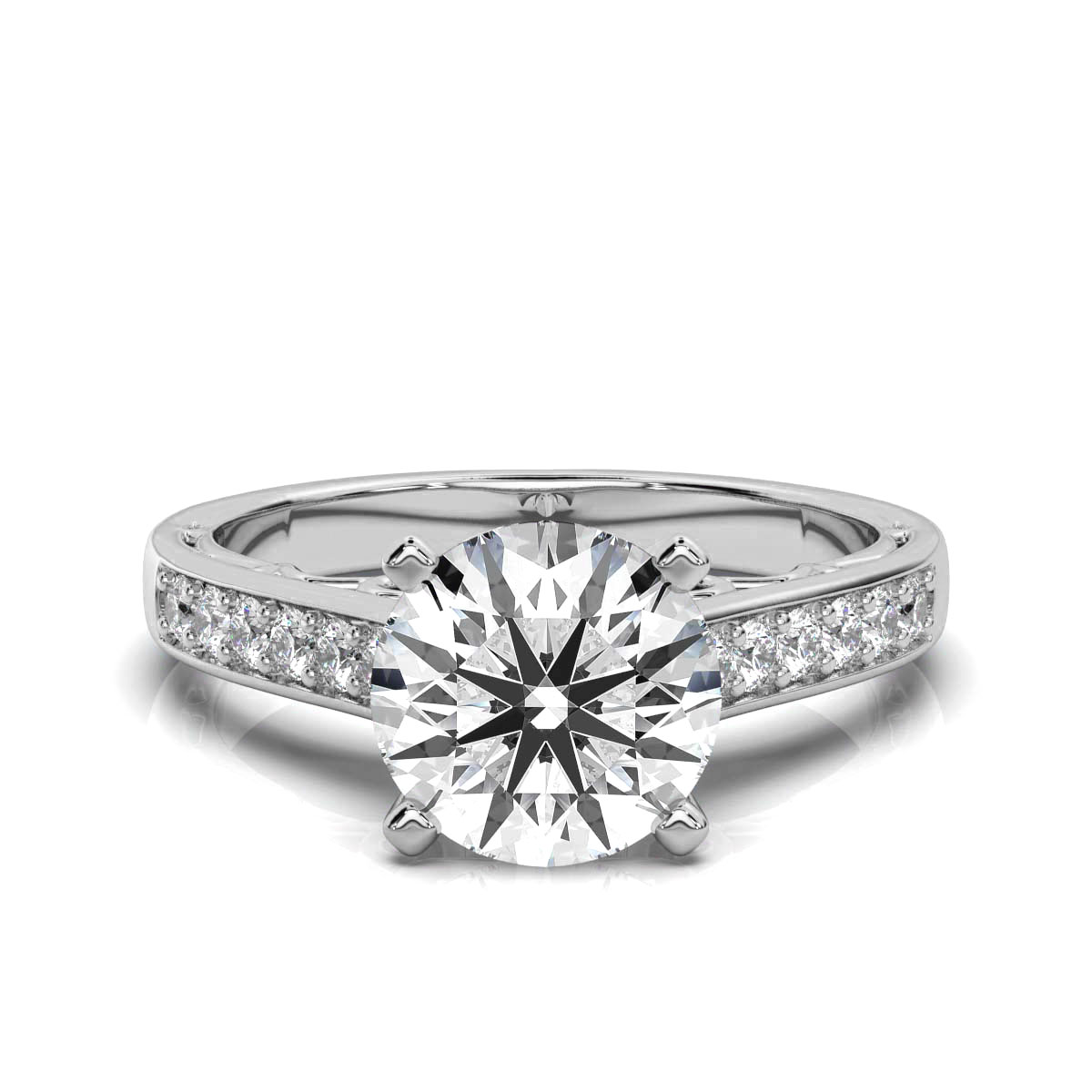 14K White Gold Ivy Shared Prongs Lab Grown Diamond Ring (1/4 ct. tw)