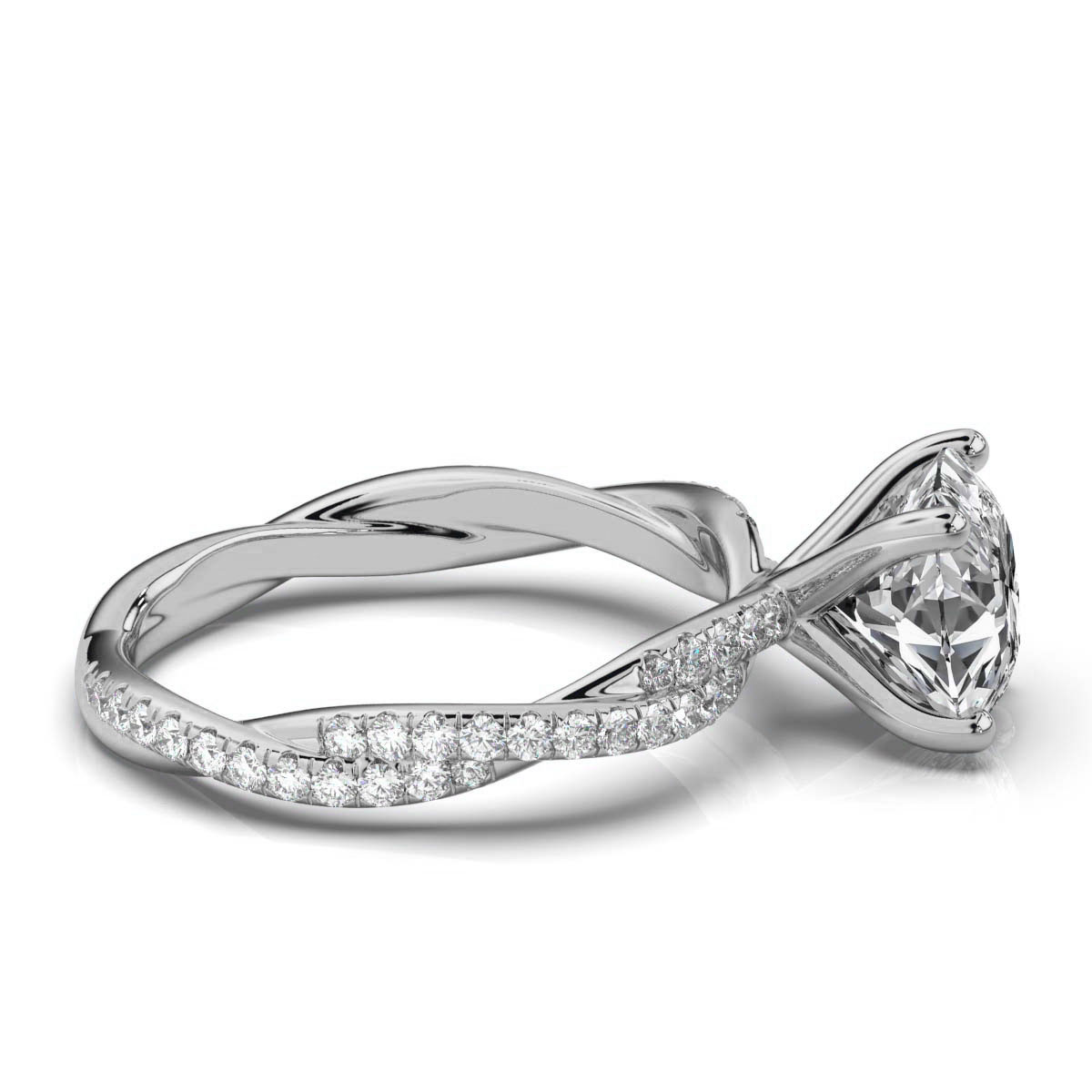 14K White Gold Cora Twisted Shank Lab Grown Diamond Ring (1/2 ct. tw)
