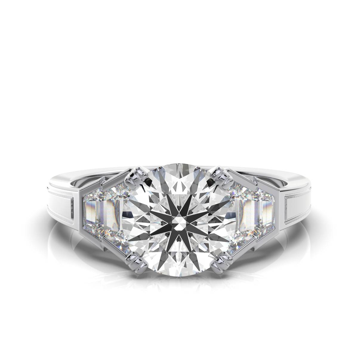 14K White Gold Amalia Trapezoid Lab Grown Diamond Accents Ring (1 1/2 ct. tw)