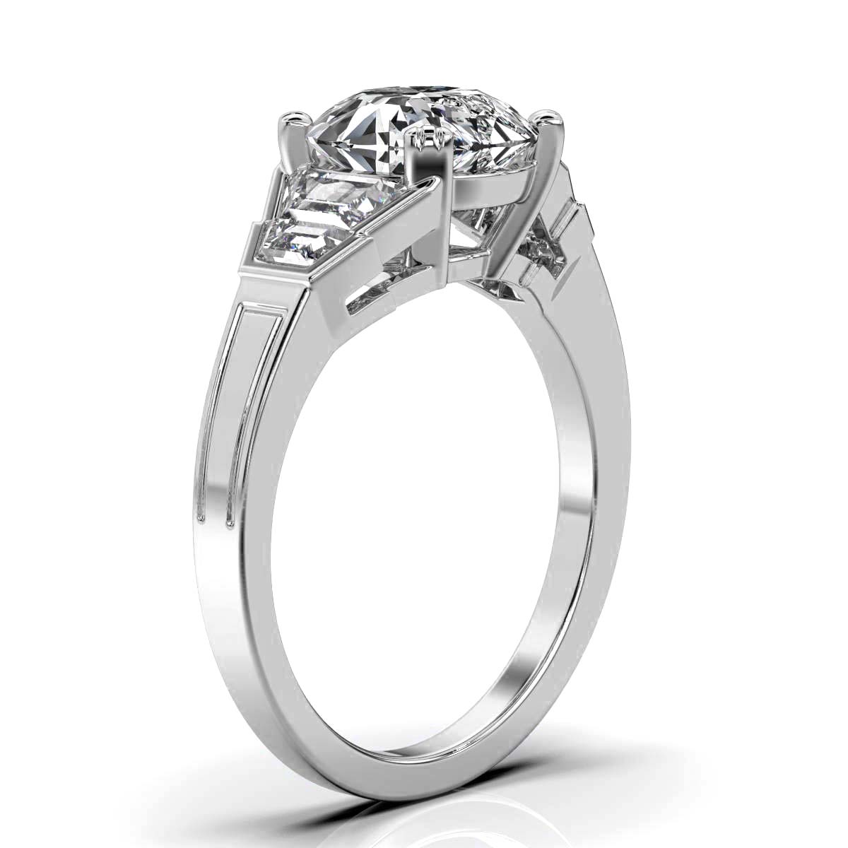 14K White Gold Amalia Trapezoid Lab Grown Diamond Accents Ring (1 1/2 ct. tw)