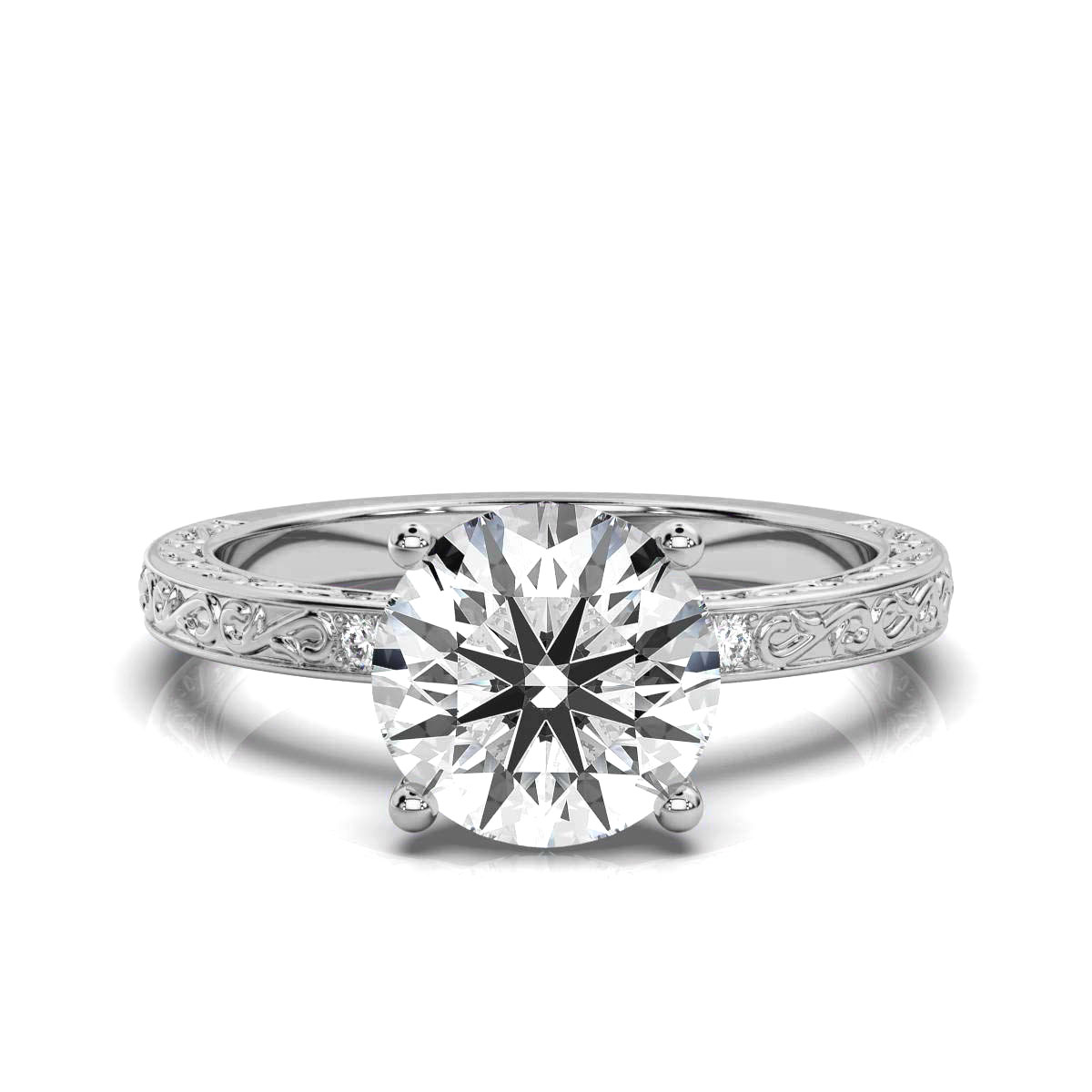 14K White Gold Astrid Nature Inspired Lab Grown Diamond Ring (1/20 ct. tw)