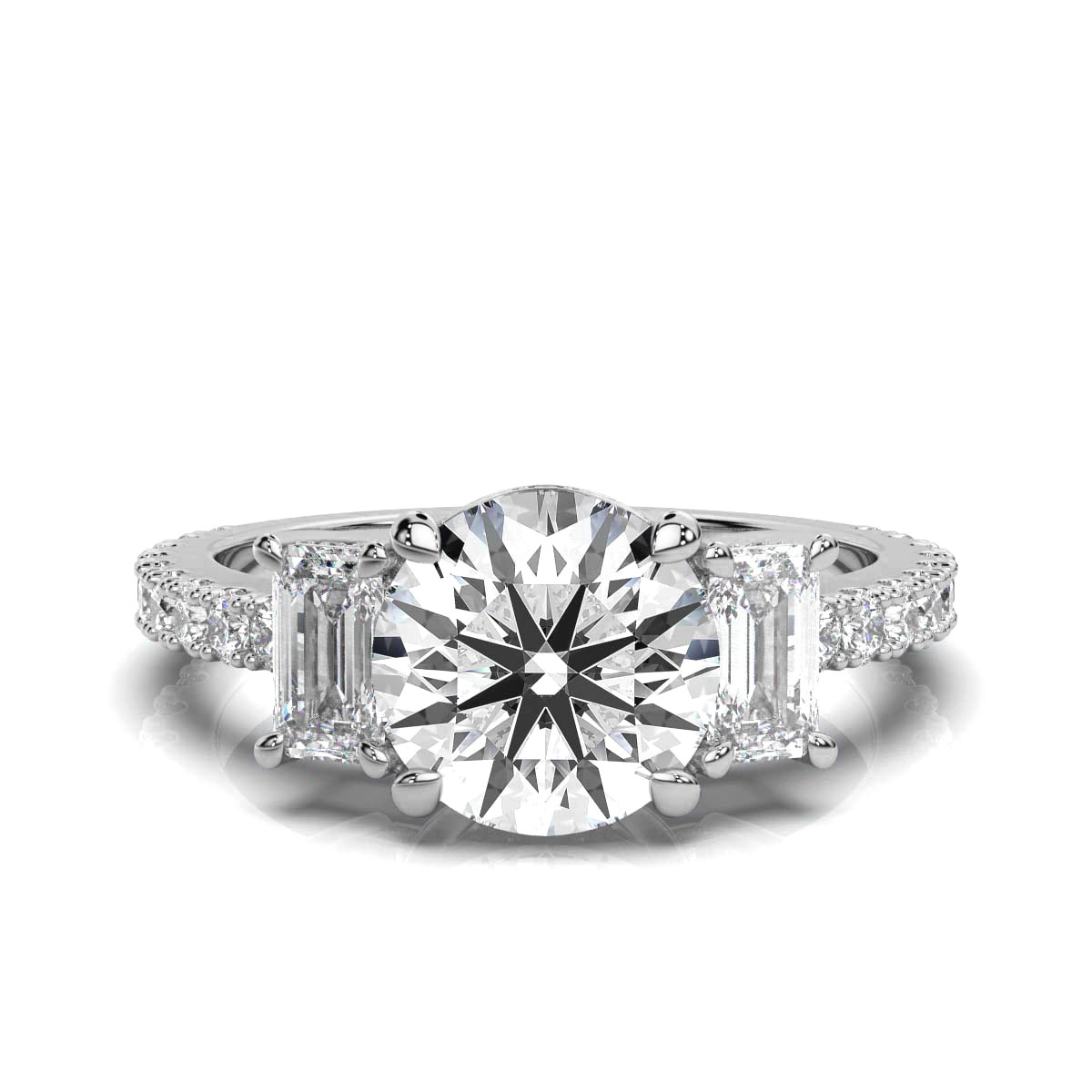 14K White Gold Verity Three Stone Emerald Lab Grown Diamond Ring (1 1/20 ct. tw)