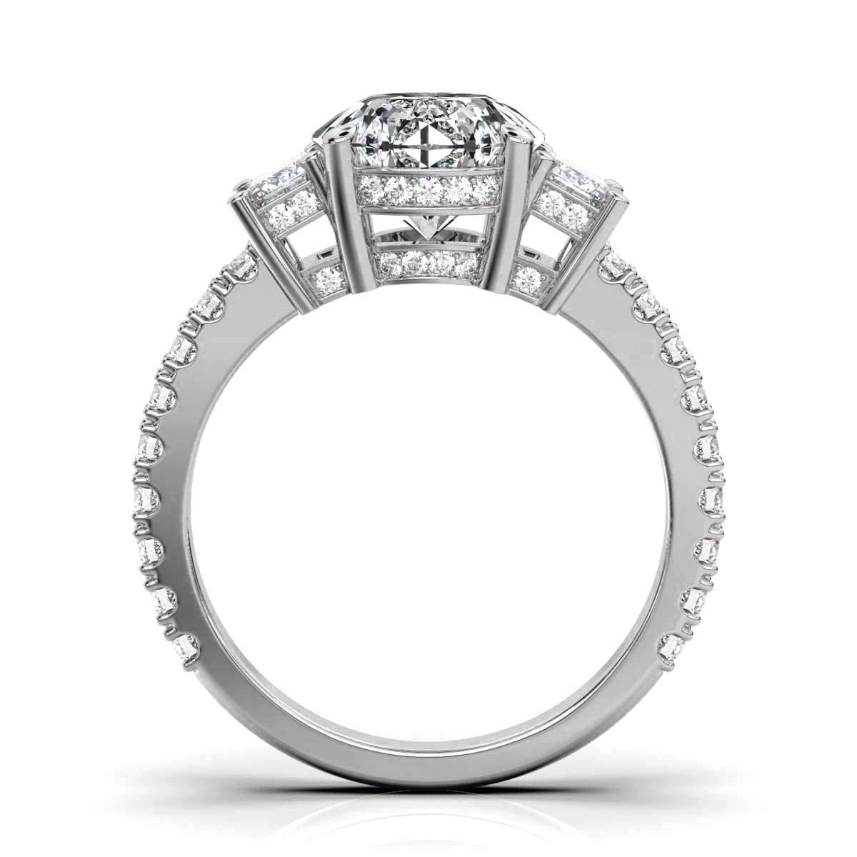 14K White Gold Verity Three Stone Emerald Lab Grown Diamond Ring (1 1/20 ct. tw)