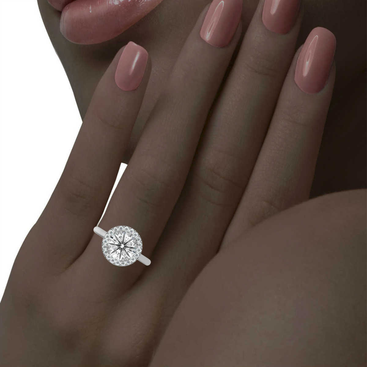 14K White Gold Daleyza Halo Lab Grown Diamond Engagement Ring (1/3 ct. tw)