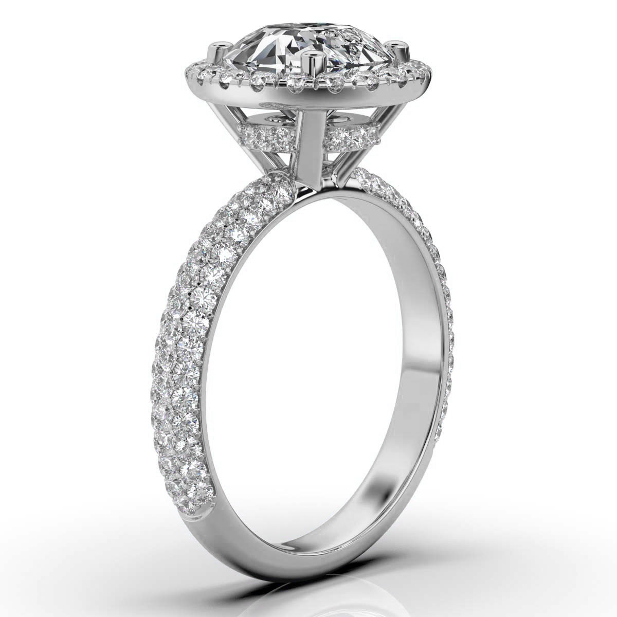 14K White Gold Felly Halo Hidden Accents Three Rows Lab Grown Diamond Ring (4/5 ct. tw)