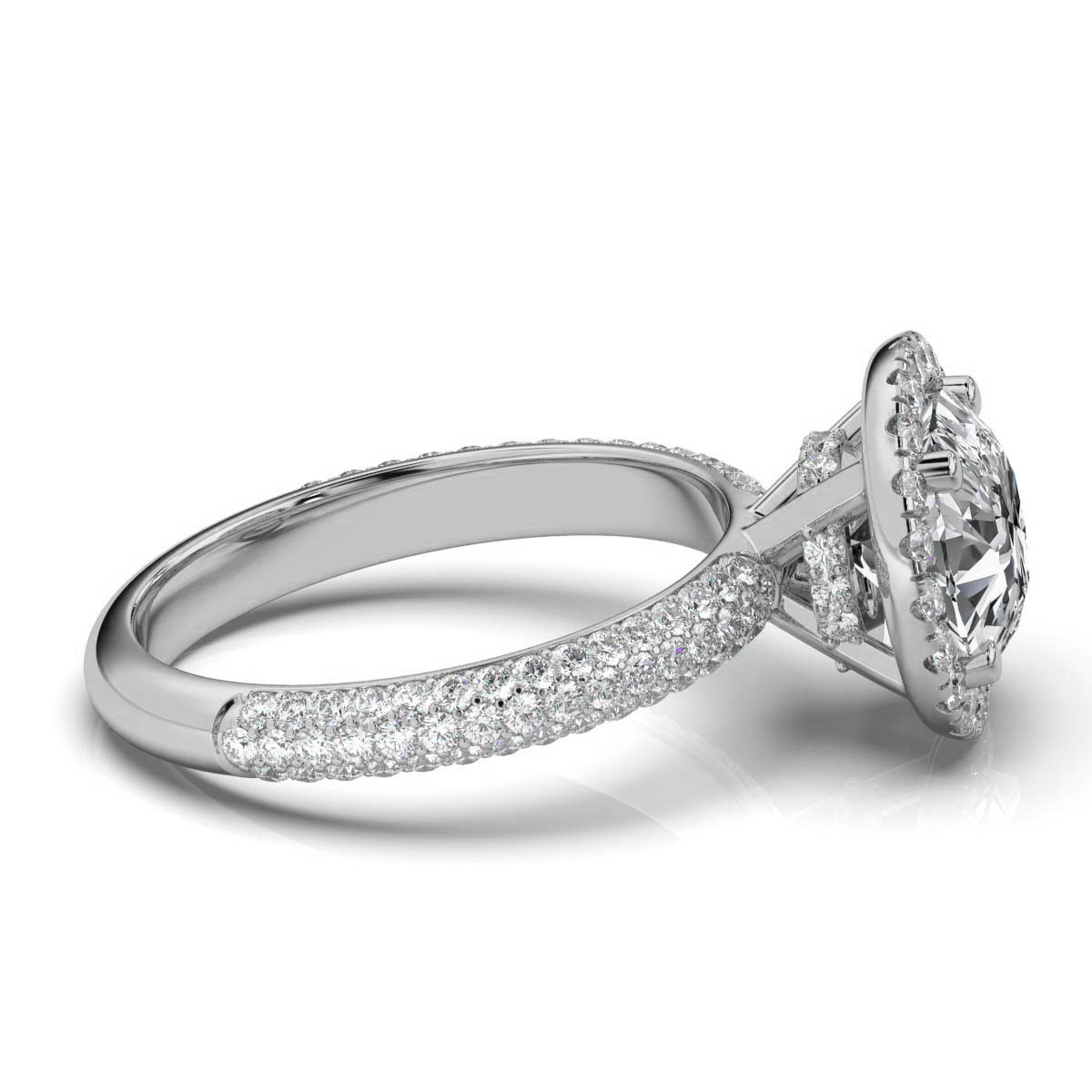 14K White Gold Felly Halo Hidden Accents Three Rows Lab Grown Diamond Ring (4/5 ct. tw)
