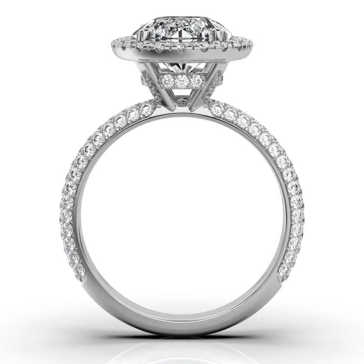 14K White Gold Felly Halo Hidden Accents Three Rows Lab Grown Diamond Ring (4/5 ct. tw)