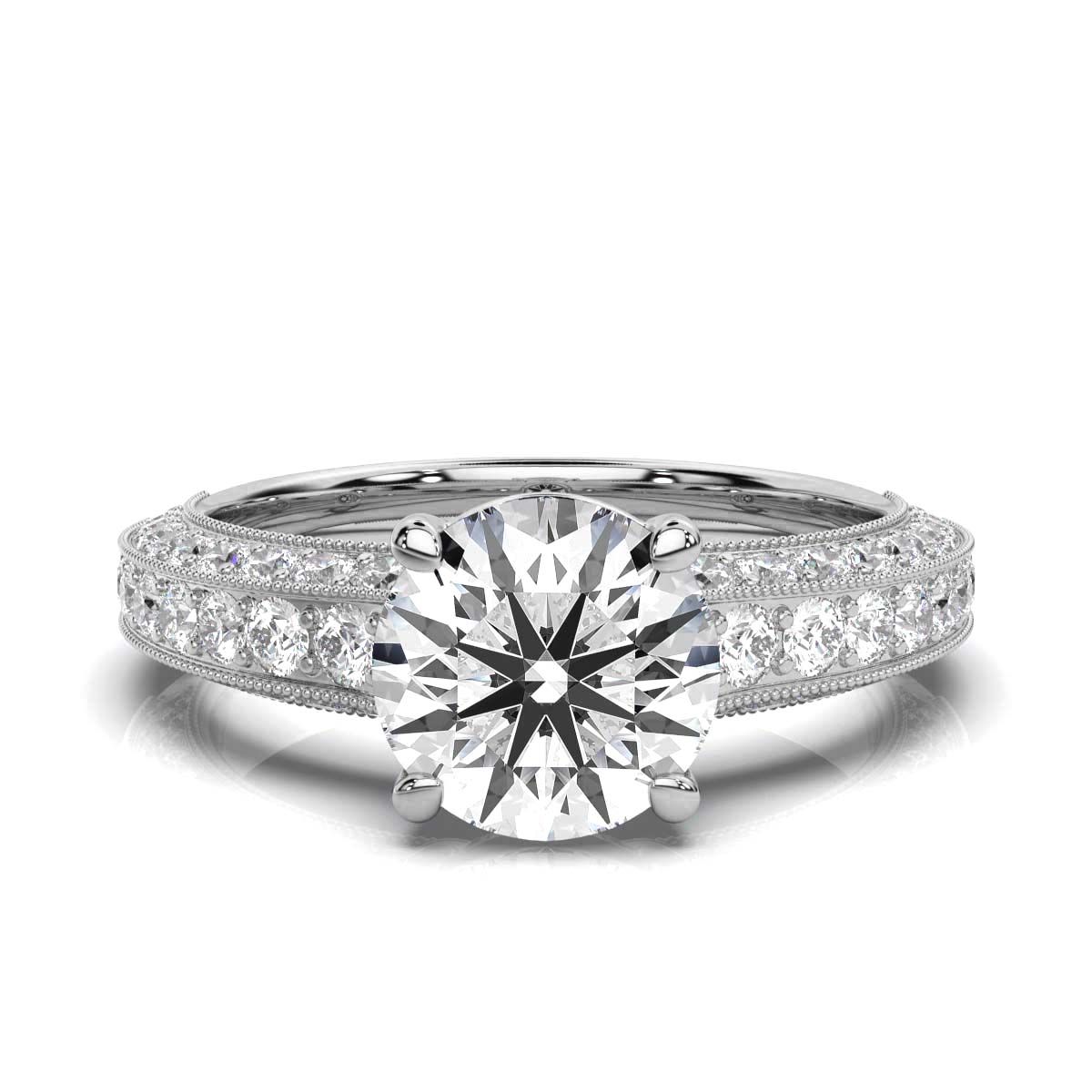 14K White Gold Everleigh Milgrain Accents Lab Grown Diamond Ring (1 ct. tw)