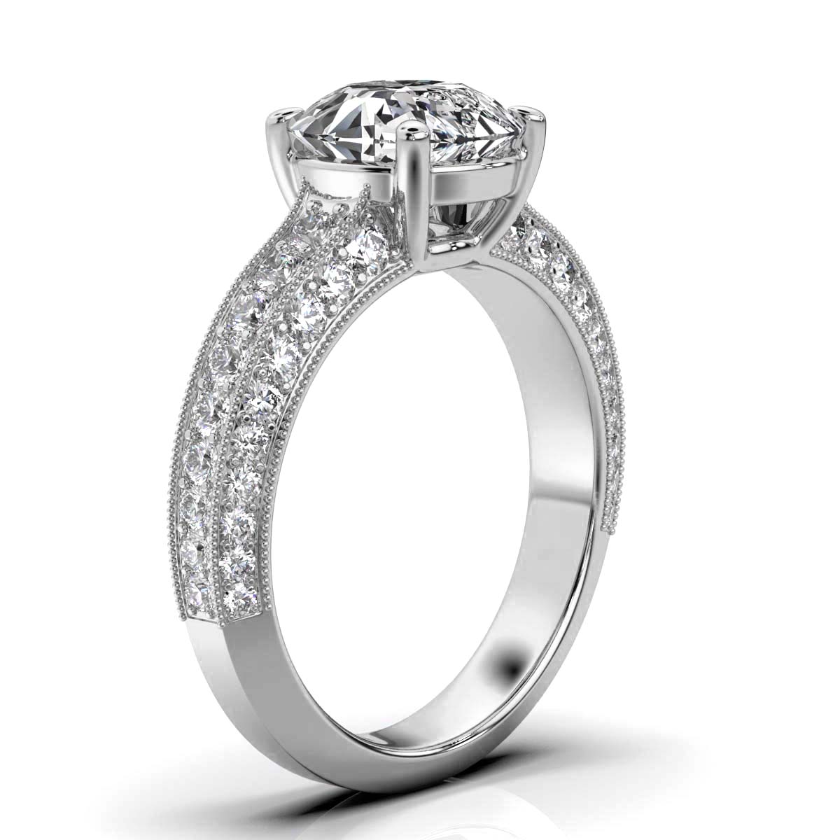14K White Gold Everleigh Milgrain Accents Lab Grown Diamond Ring (1 ct. tw)