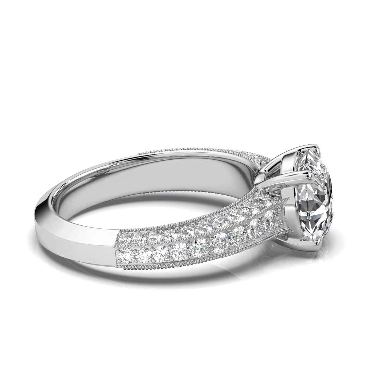 14K White Gold Everleigh Milgrain Accents Lab Grown Diamond Ring (1 ct. tw)