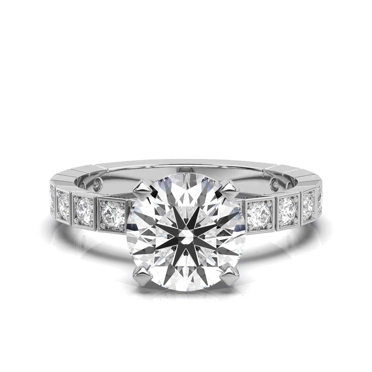 14K White Gold Camellia Accents Lab Grown Diamond Engagement Ring (1/3 ct. tw)