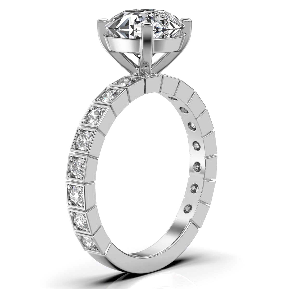 14K White Gold Camellia Accents Lab Grown Diamond Engagement Ring (1/3 ct. tw)