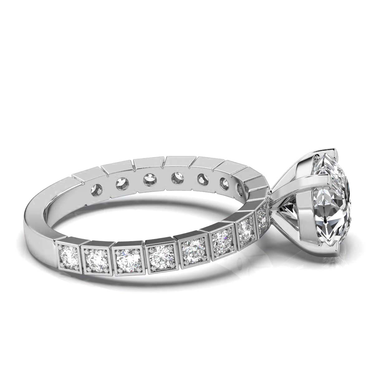 14K White Gold Camellia Accents Lab Grown Diamond Engagement Ring (1/3 ct. tw)