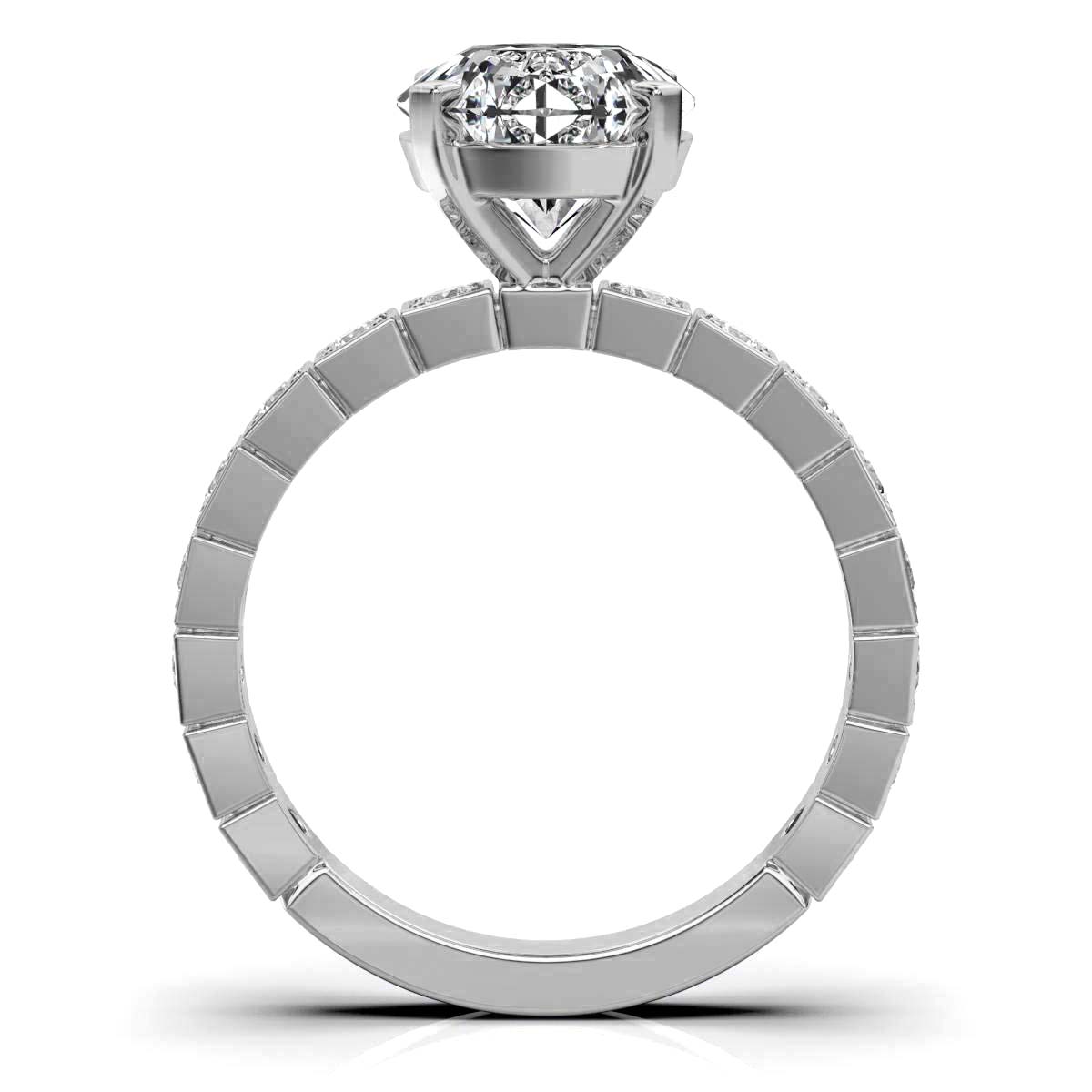 14K White Gold Camellia Accents Lab Grown Diamond Engagement Ring (1/3 ct. tw)