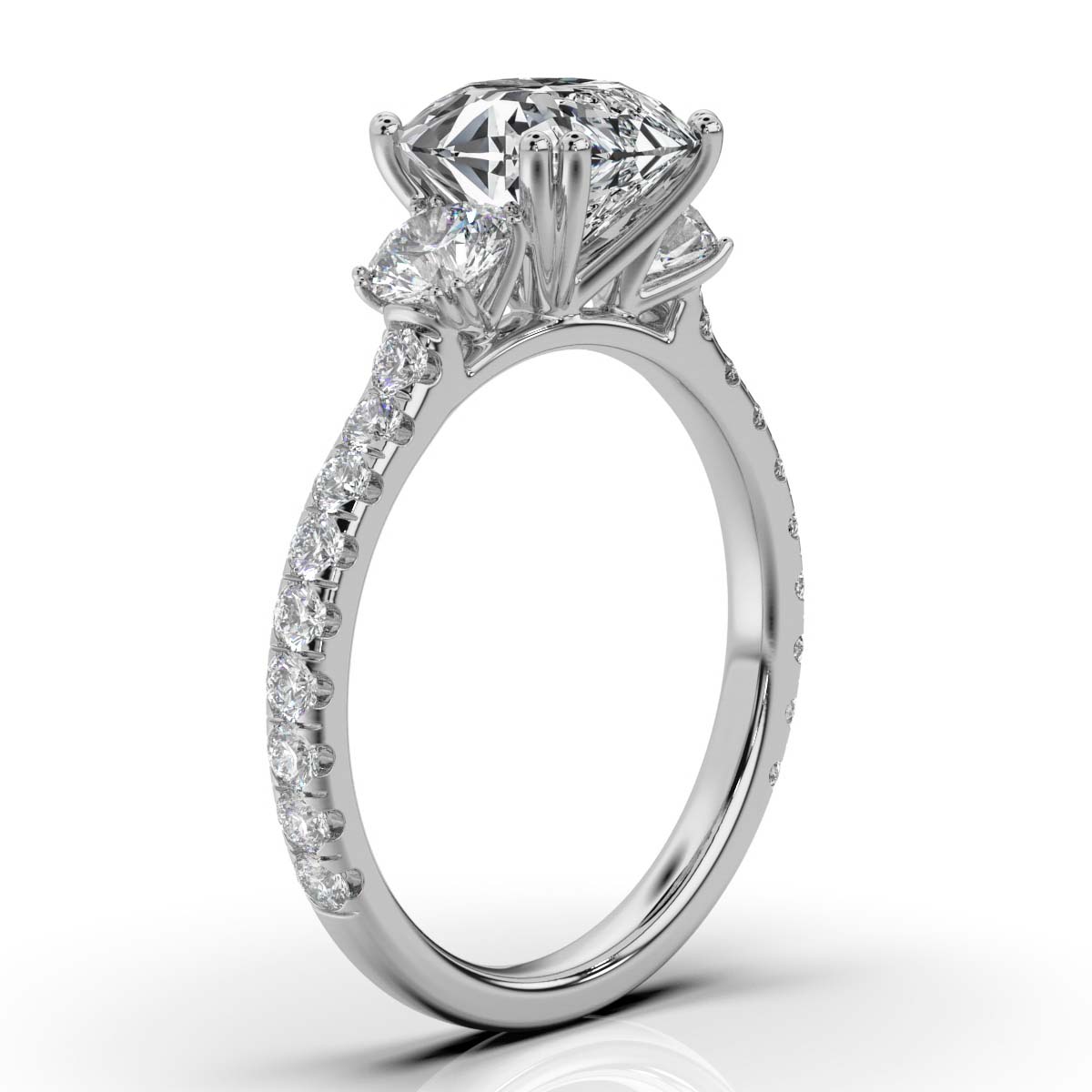 14K White Gold Versha Three Stone Lab Grown Diamond Ring (1 1/3 ct. tw)