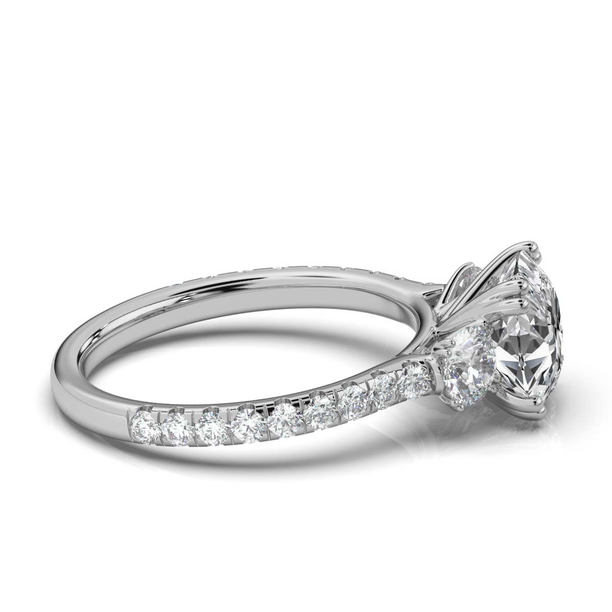14K White Gold Versha Three Stone Lab Grown Diamond Ring (1 1/3 ct. tw)