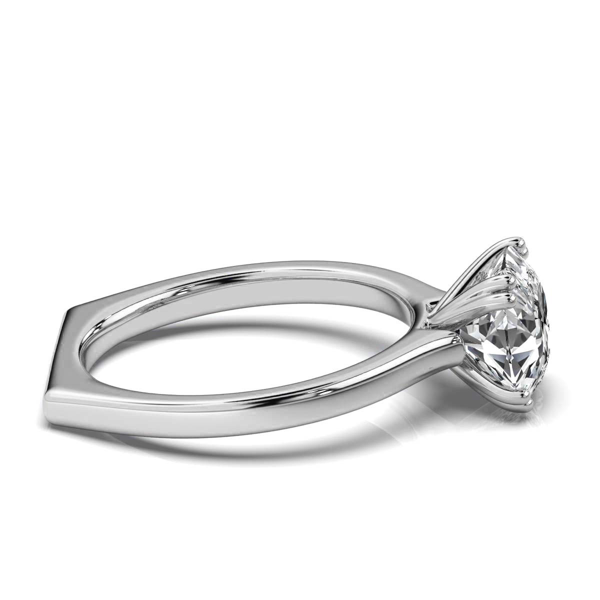 14K White Gold Hazel Solitaire Engagement Ring 