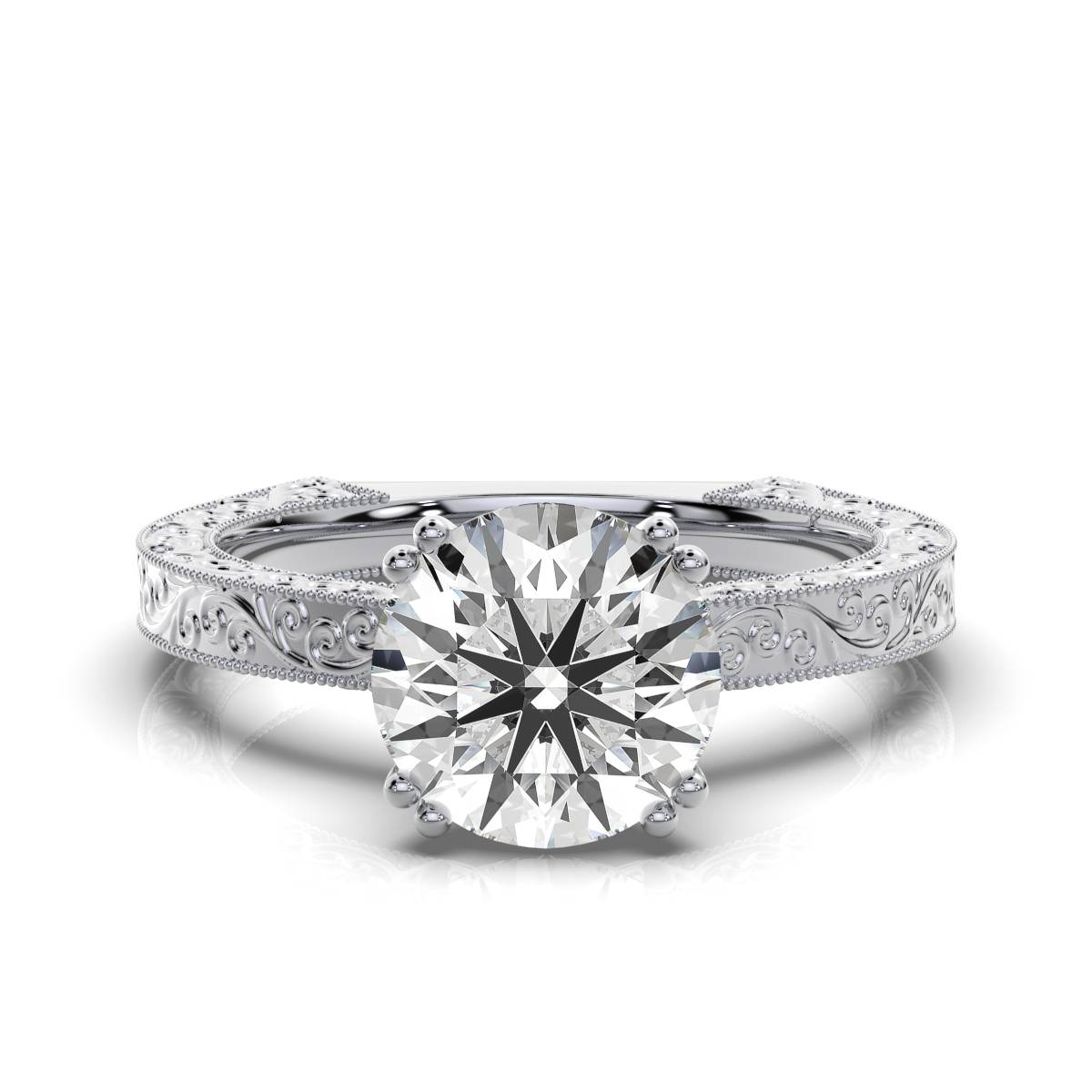 14K White Gold Isana Nature Inspired Engagement Ring 