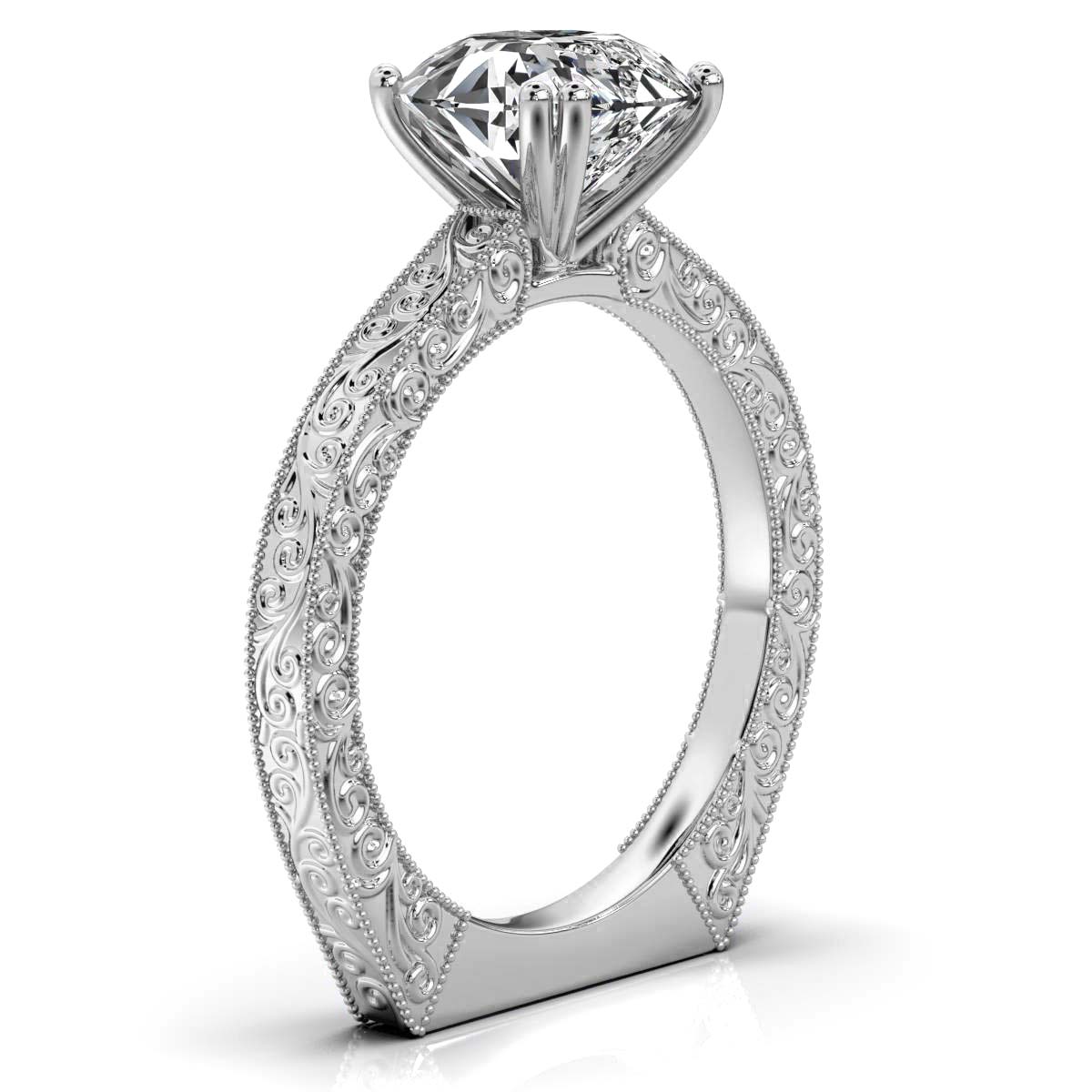 14K White Gold Isana Nature Inspired Engagement Ring 